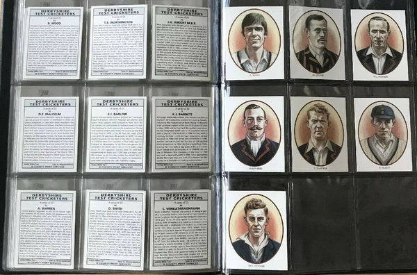 Derbyshire Test Cricketers Cards County Print Services Complete Set