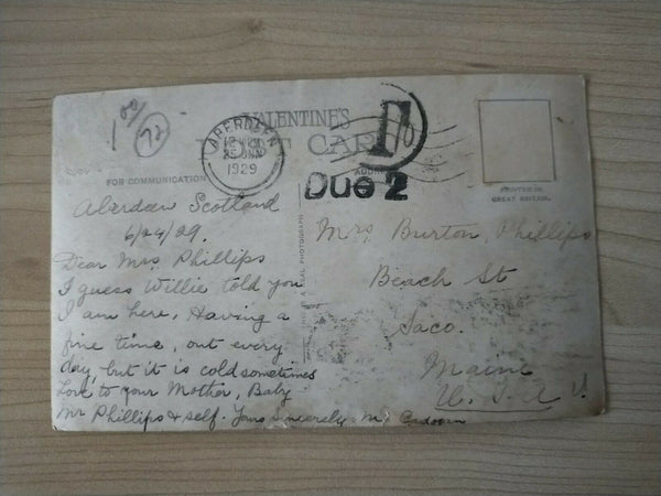 Scotland 1929 Vintage Postcard Union Bridge & Terrace Aberdeen Unpaid Postage Due