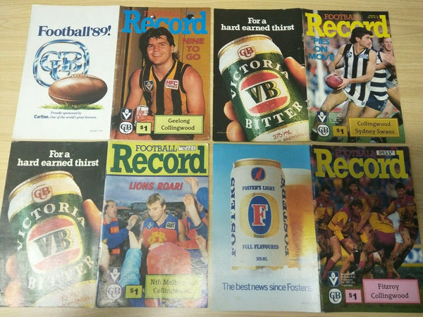 Lot Of 1989 VFL Football Records Collingwood Games x 22