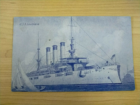 American Vintage USS Louisiana American Fleet Souvenir Postcard