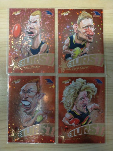 2016 Select Orange Star Burst Adelaide Team Set Of 4 Cards