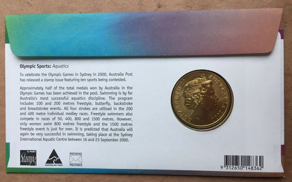 2000 Australian Sydney Olympics $5 Swimming Coin PNC Folder