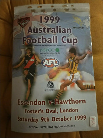 1999 Australian Football Cup AFL Football Record Essendon v Hawthorn IN LONDON