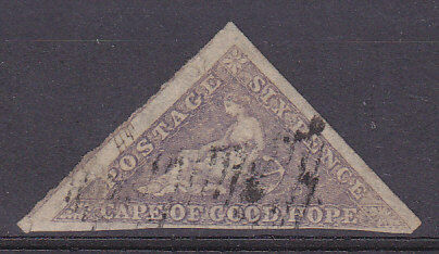Cape of Good Hope SG 7b 6d Deep rose-lilac/white paper Triangle Used Stamp