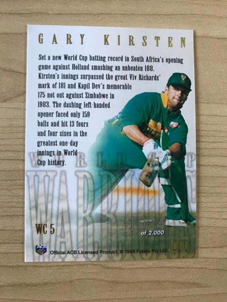 1996 Futera World Cup Cricket Cards World Cup Warriors WC4: Gary Kirsten