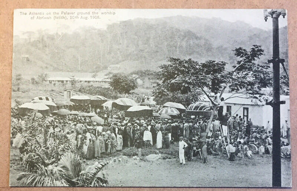 Gold Coast 1908 Picture Postcard “Ashantis Worship” Used Seccondi to Sussex