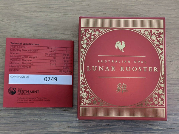 Perth Mint Lunar New Year Of The Rooster Opal Series Colour Proof Coin