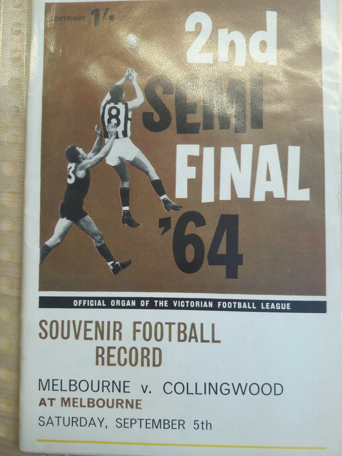 VFL Semi final Football Record 1964 5 September Collingwood Vs Melbourne