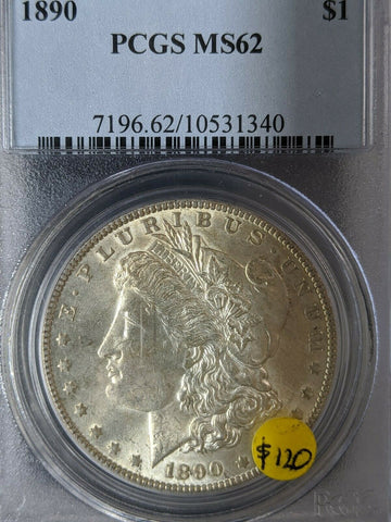 USA United States 1890 $1 Silver Dollar Slabbed PCGS MS62