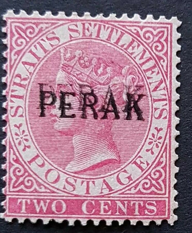 Perak Malayan States on 2c Straits Settlements, SG 20a with Double Overprint Error and 2 certificates