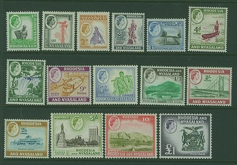 Rhodesia and Nyasaland  SG 18/31 Set of 15 MUH