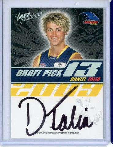 2010 Select AFL Prestige Draft Pick Signature Card DP13 Daniel Talia (Adelaide)