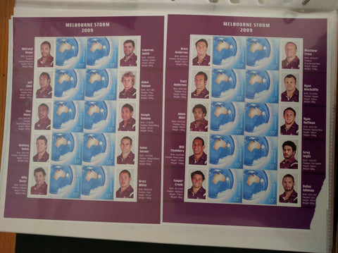 Australia Post 2 x 55c Souvenir Sheet - NRL Melbourne Storm 2009