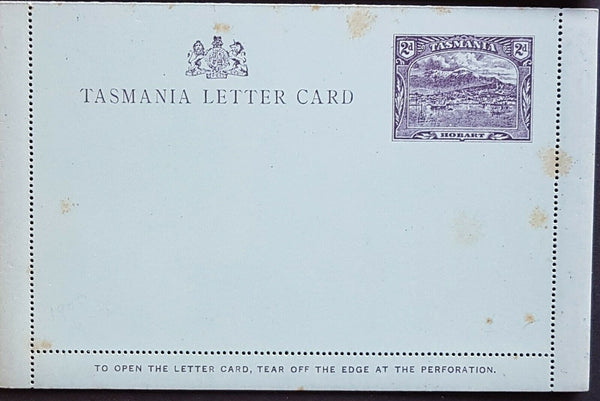 Tasmania Australian States 2d Scenic Letter Card River Derwent view M, toning