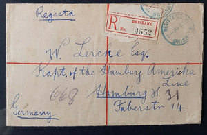 Queensland Registered Envelope RE1+ 2½d QV sent Brisbane - Hamburg Germany