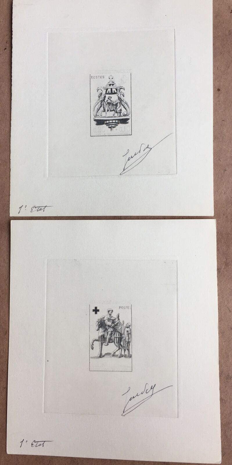 France 1960 Red Cross Fund Set. 1st Stage Artist Signed Die Proof SG1507/8