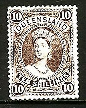 Queensland Australian States SG 311 10s blackish brown large Chalon MLH