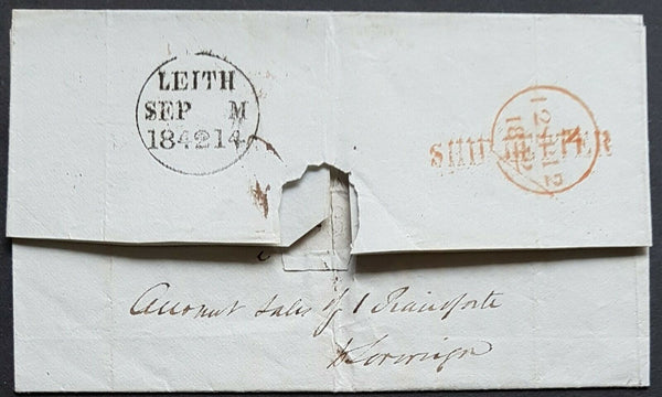 NSW Pre stamp ship letter Sydney Ma10 1842 to Leith, Scotland. Sep 14 1842