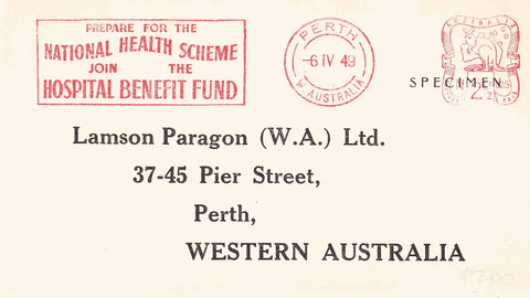 Australia Neopost experimental Meter card for Hospital Benefit Fund opt SPECIMEN