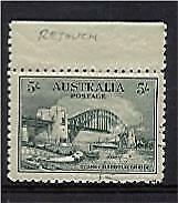 Australia SG 143 5/- Sydney Harbour Bridge Retouch over bridge variety. VF Stamp