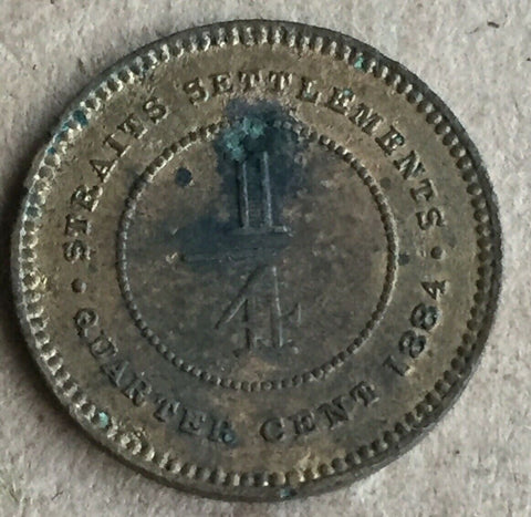 Straits Settlements 1884 Queen Victoria One Cent. A Little Corroded.