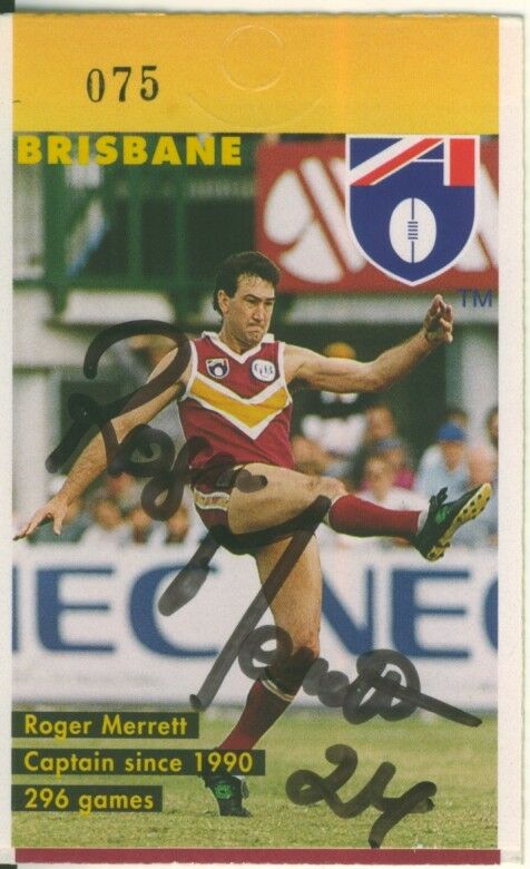 Australia SG SB94 AFL Brisbane Bears football opt ASDA Dinner autographed Roger