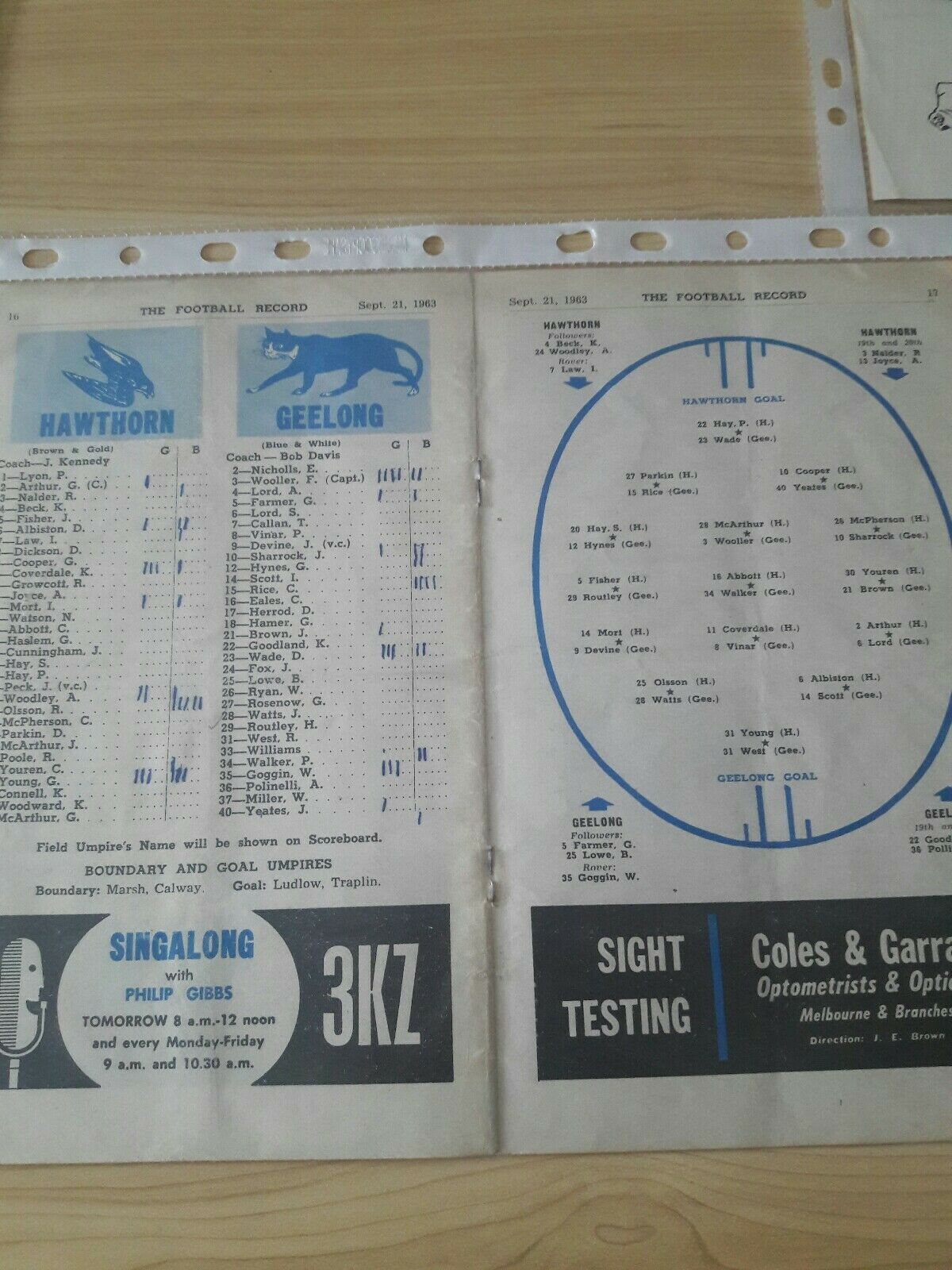 VFL 1963 Grand Final FOOTBALL RECORD Geelong v Hawthorn