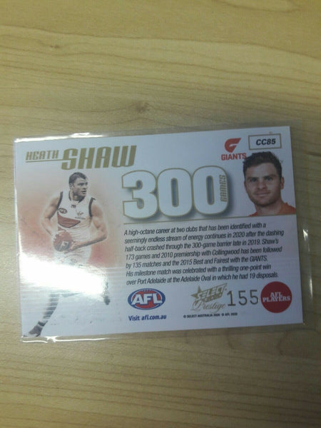 2020 Select Prestige 300 Game Case Card Heath Shaw GWS Giants No.155