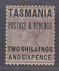 Tasmania Australian States 2/6 postage and revenue Unissued Key Plate mint