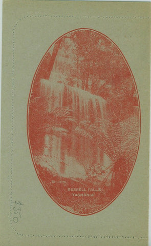 Australia Letter card THREE/HALFPENCE on 1d KGV Russell Falls waterfall LC54-118