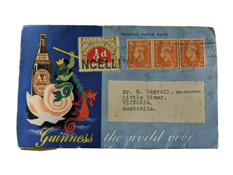 GB KGVl Guinness The World Over advertising cover with Australian Customs Stamp