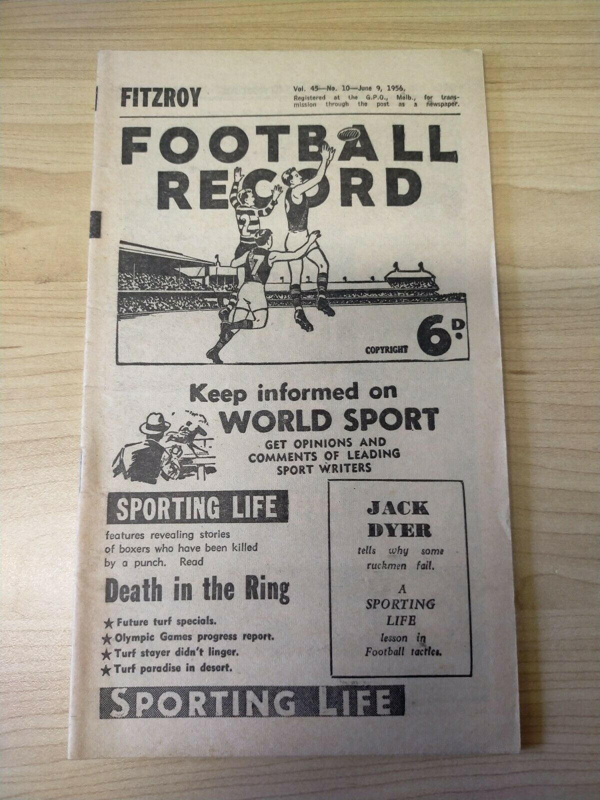 VFL 1956 June 9 Football Record Fitzroy v Collingwood