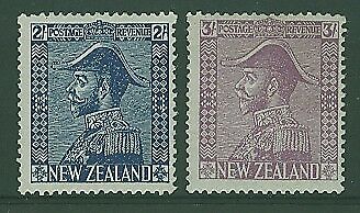 NZ New Zealand KGV Admirals SG 466-70  2s deep blue & 3s pale mauve MUH