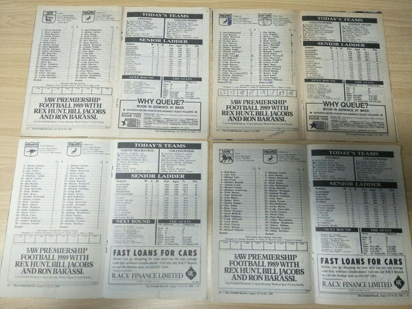 Lot Of 1989 VFL Football Records Collingwood Games x 22