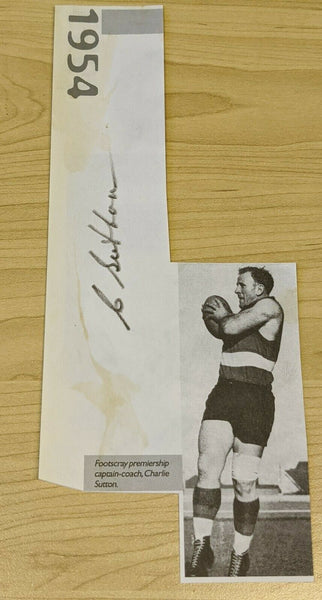 Footscray Football Club Pictures & Signature of 1954 Premiership Charlie Sutton