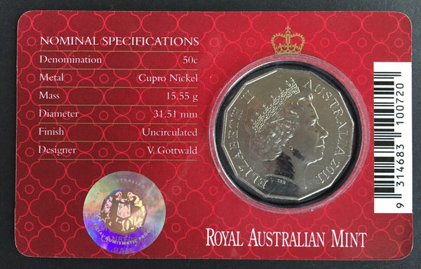 Australia 2011 Royal Wedding 50 cents Carded Uncirculated Coin