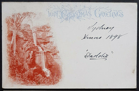 NSW 1½d PostCard With Christmas Greetings  Katoomba Falls HG 23a U
