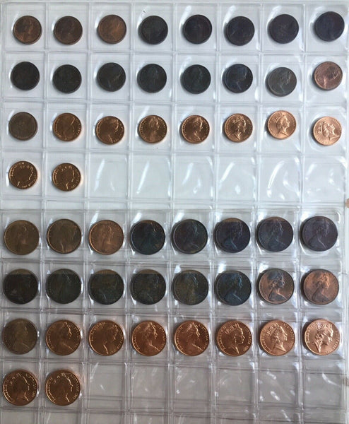 Australia 1c & 2c, One Cent & Two Cents 1966 to 1989 Uncirculated BU 44 Coins