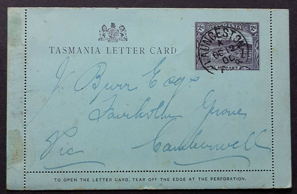 Tasmania Australian States 2d Scenic Letter Card Launceston view flaps intact U