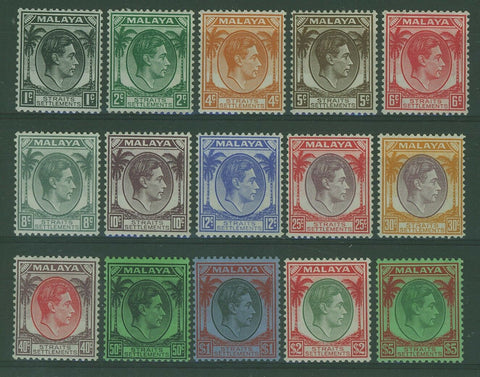 Straits Settlements Malayan States KGVl SG 278/92 Die I set of 15 to $5 MLH
