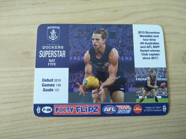 2018 AFL Teamcoach Footy Flipz Card Fremantle Nat Fyfe/Peter Bell