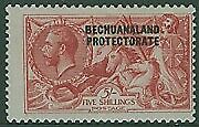 Bechuanaland overprinted on Great Britain 5/- red KGV seahorse SG MLH mint