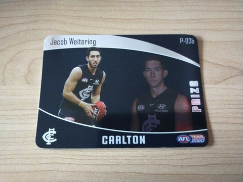 2020 Teamcoach Prize Football Card Jacob Weitering Carlton P-03b