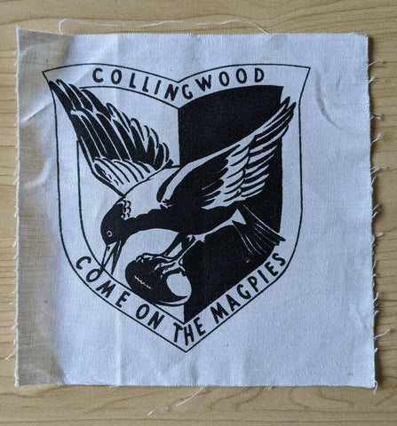 VFL 1955 Herald Cloth Patch Collingwood Football Club Come On the Magpies