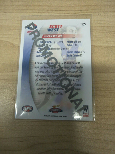 2006 Select AFL Champions Promotional Card Scott West Western Bulldogs