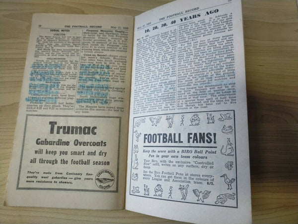 VFL 1955 May 21 Football Record Collingwood v Essendon