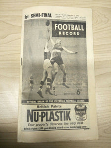 VFL 1962 September 1 Football Record 1st Semi Final Melbourne v Carlton