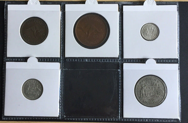 Australia 1951 Pre Decimal 5 Coin Set  IDEAL BIRTHDAY GIFT