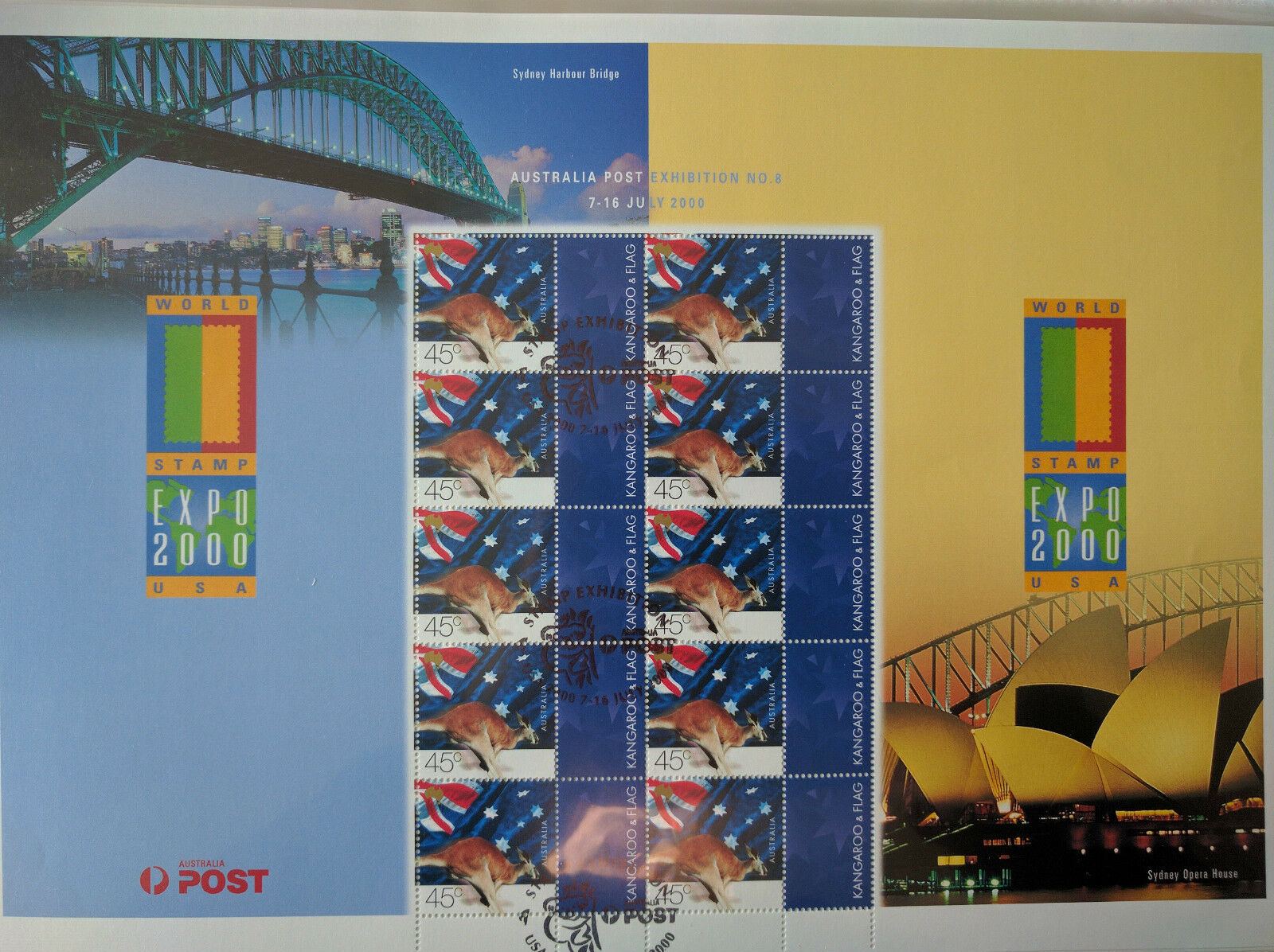 Australia Post - World Stamp Expo 2000 USA Personalised Stamp Sheet Generic FDC