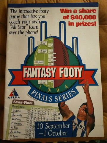 AFL 1994 Herald Sun Fantasy Football Final Series Game 10 September-1 October
